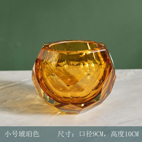 人工吹制艺术几何水晶玻璃花瓶工艺品烛台简约玻璃花瓶软装装饰i.