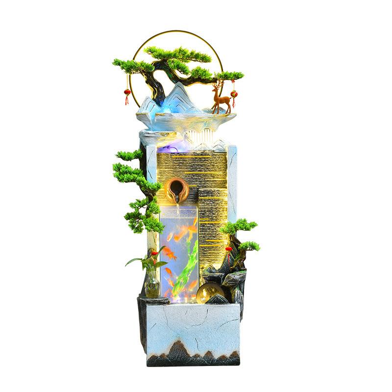 流水摆件现代客厅玄关造景欧式水幕墙喷泉鱼缸装饰品成品
