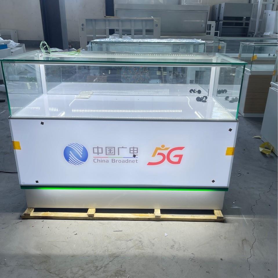 手机柜台新款商用珠宝饰产品转角柜靠墙烤漆铁柜透明玻璃展示柜台
