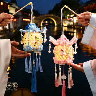 2026新款竹编扭扭棒荷花花灯过新年亭子灯笼马年新年户外用品