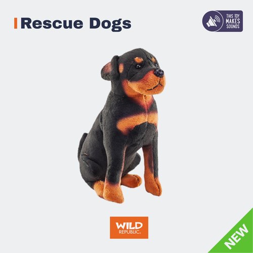罗威纳犬美国WildRepublic救援犬仿真逼真狗狗毛绒按压叫声玩具