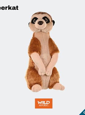细尾獴狐獴仿真毛绒美国WildRepublic正品玩偶自然治愈科普玩具