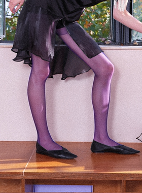 COUNANA丝袜高级情调透明秋冬12D防勾丝黑色丝袜彩色紫色连裤袜