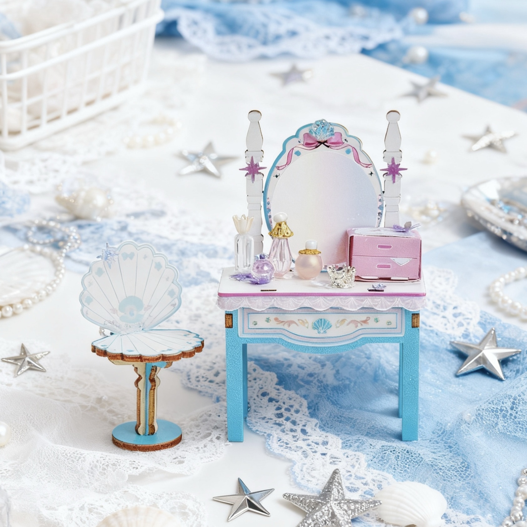 迷你微缩梳妆台古风收纳柜