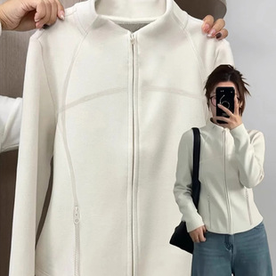 修身摇粒绒内搭外套女秋冬季抓绒衣羽绒服内胆加绒瑜伽服上卫衣