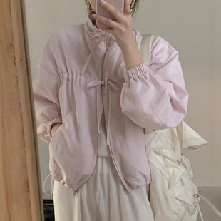 小个子入秋穿搭韩系休闲百搭早秋蝴蝶结系带风衣外套薄夹克女上衣