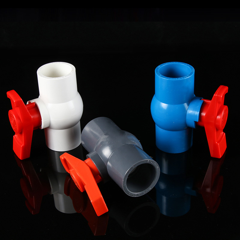PVC球阀 配件水开关阀门闸阀塑料胶粘水DN20 25 32 40 50 63 内丝