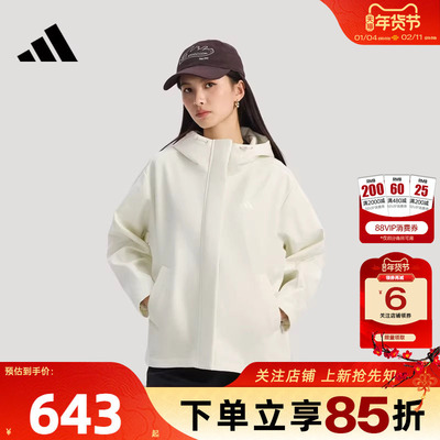 劲浪adidas阿迪达斯新款女子运动休闲加绒软壳夹克宽松外套KS2783