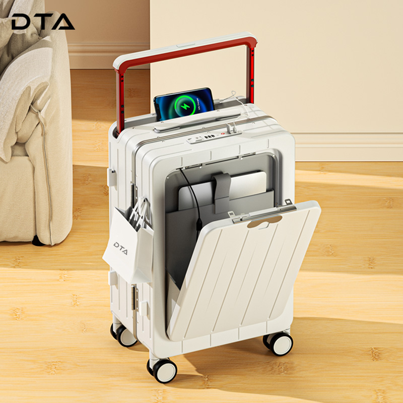 DTA前置开口行李箱宽拉杆女20寸登机拉杆箱商务新款多功能旅行箱