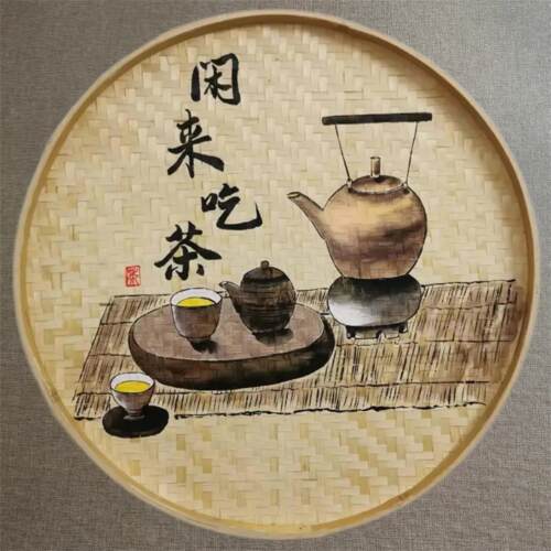 手绘簸箕画非遗文化装饰画工艺画