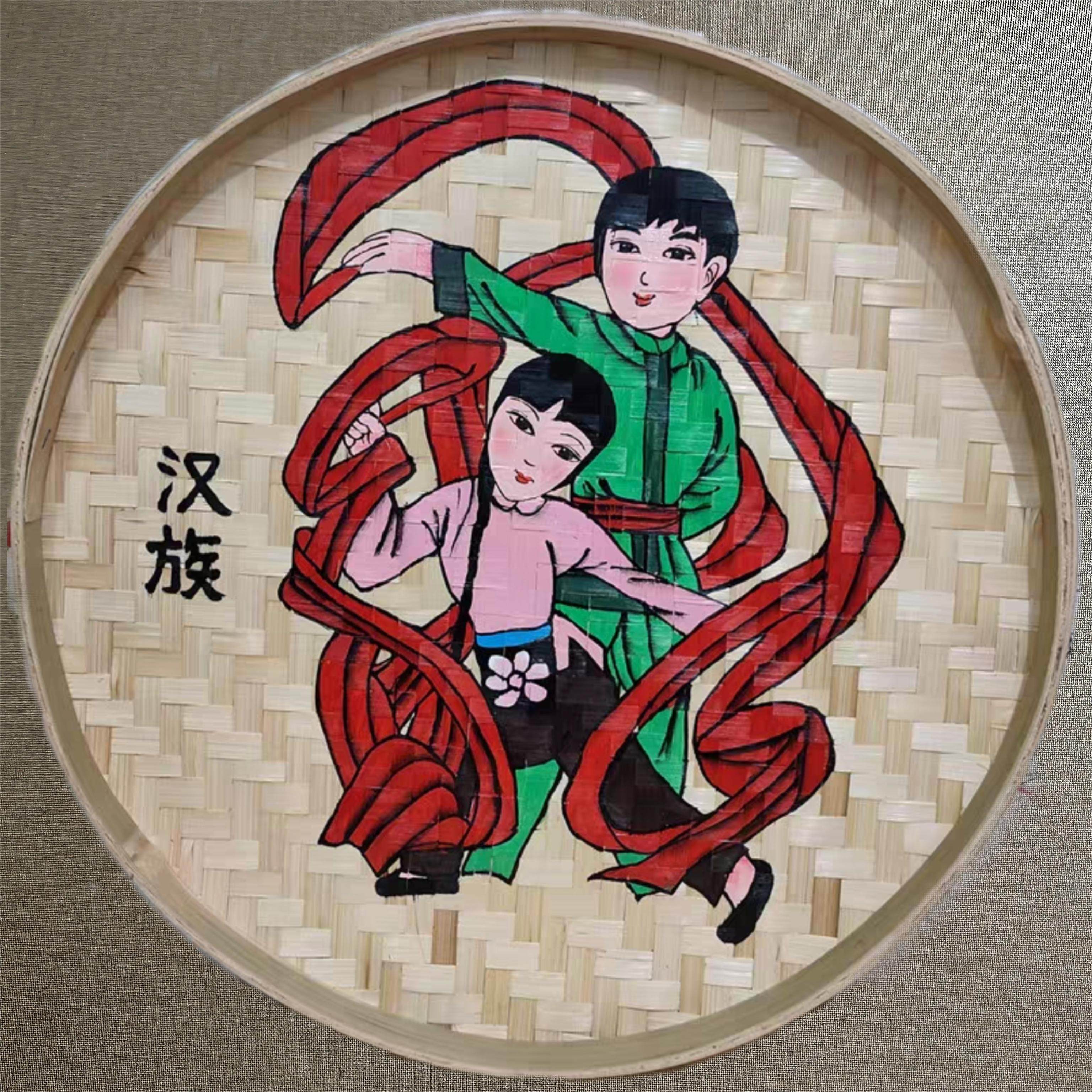 簸箕画竹编手绘挂画装饰品