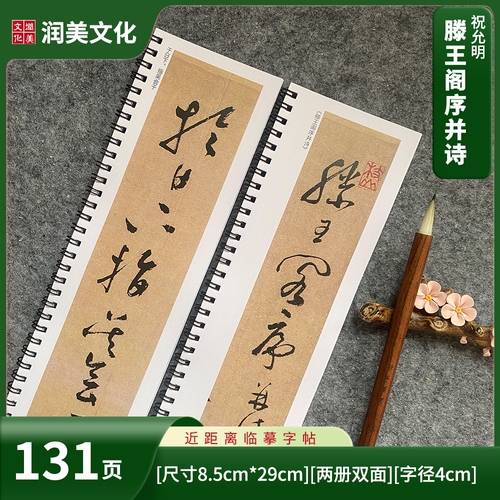 明 祝允明草书滕王阁序并诗对临近距离临摹书法毛笔字帖两册