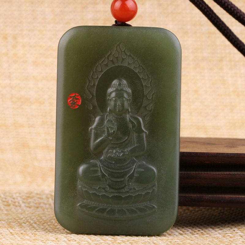 天然新疆和田玉羊脂玉吊坠 狗猪 本命佛阿弥陀佛守护神男女款38