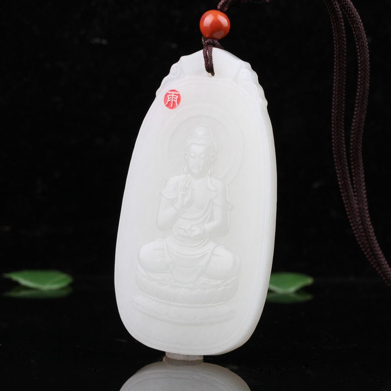 天然和田玉吊坠生肖狗本命佛阿弥陀佛守护神男女10号大师款