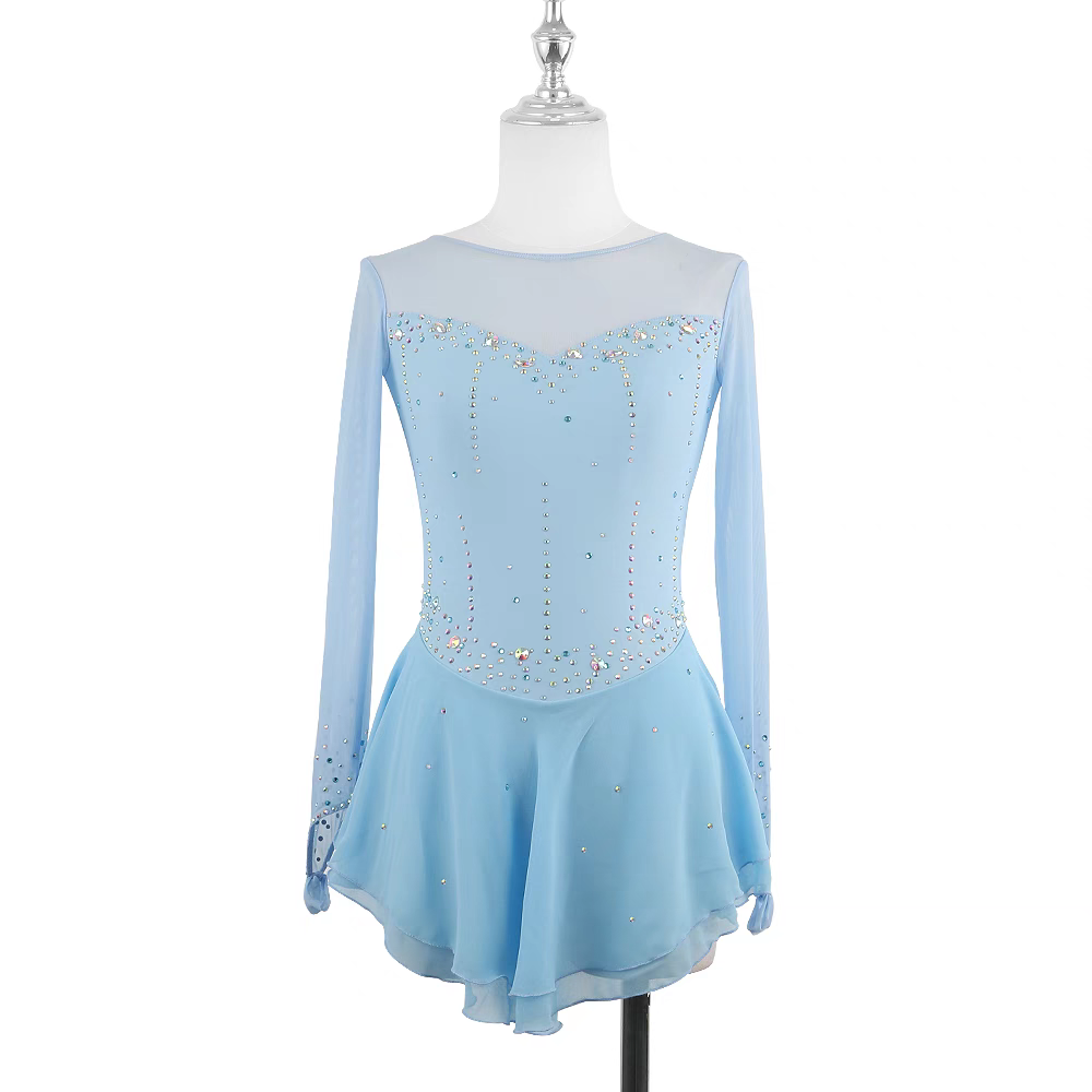 花样滑冰表演服考斯滕儿童成人弹力舞服杂技现代舞表演裙D019