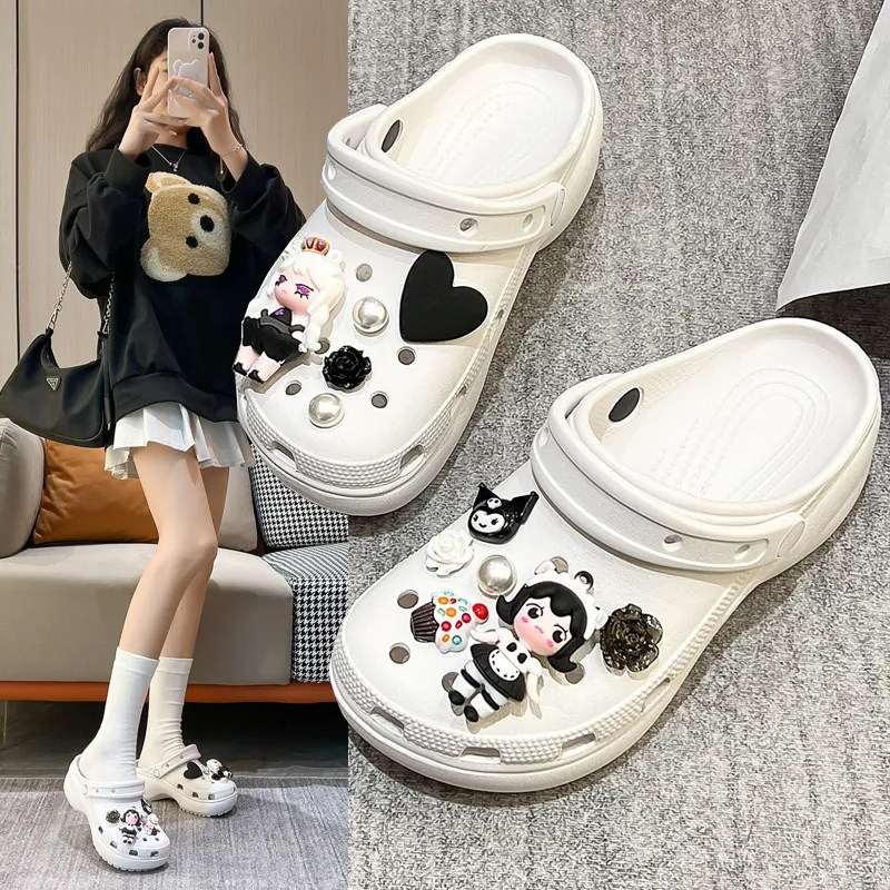 网红卡通可爱云朵洞洞鞋女厚底