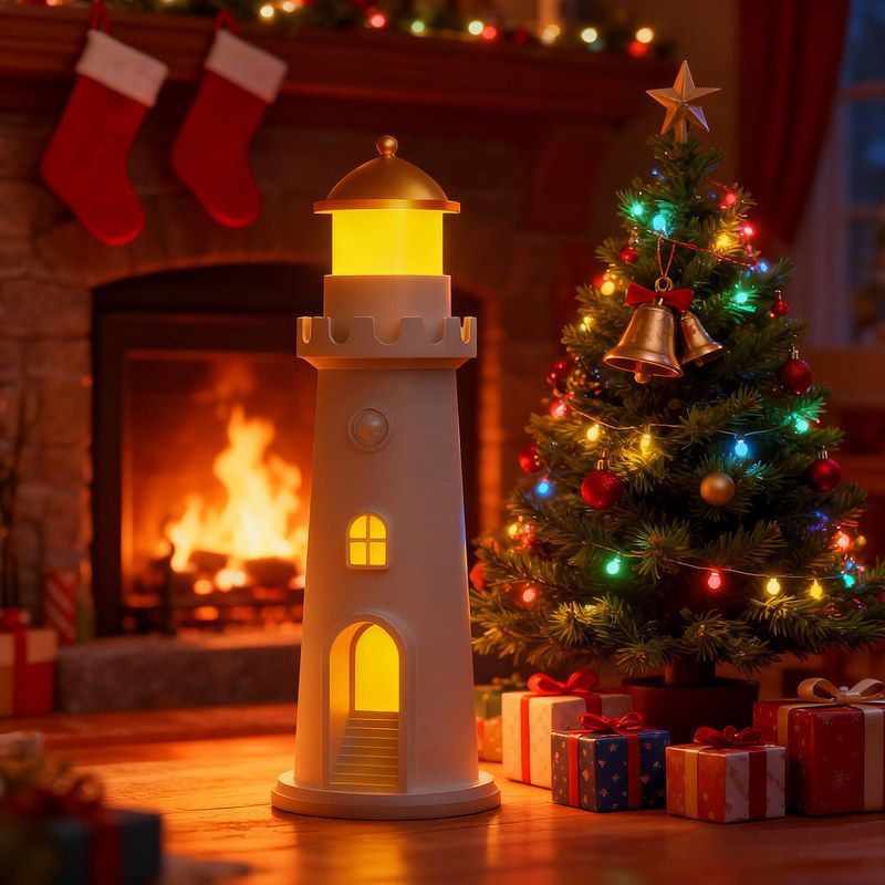 跨境月光灯塔投影灯人体感应小夜灯卧室渐变氛围台灯创意生日礼物