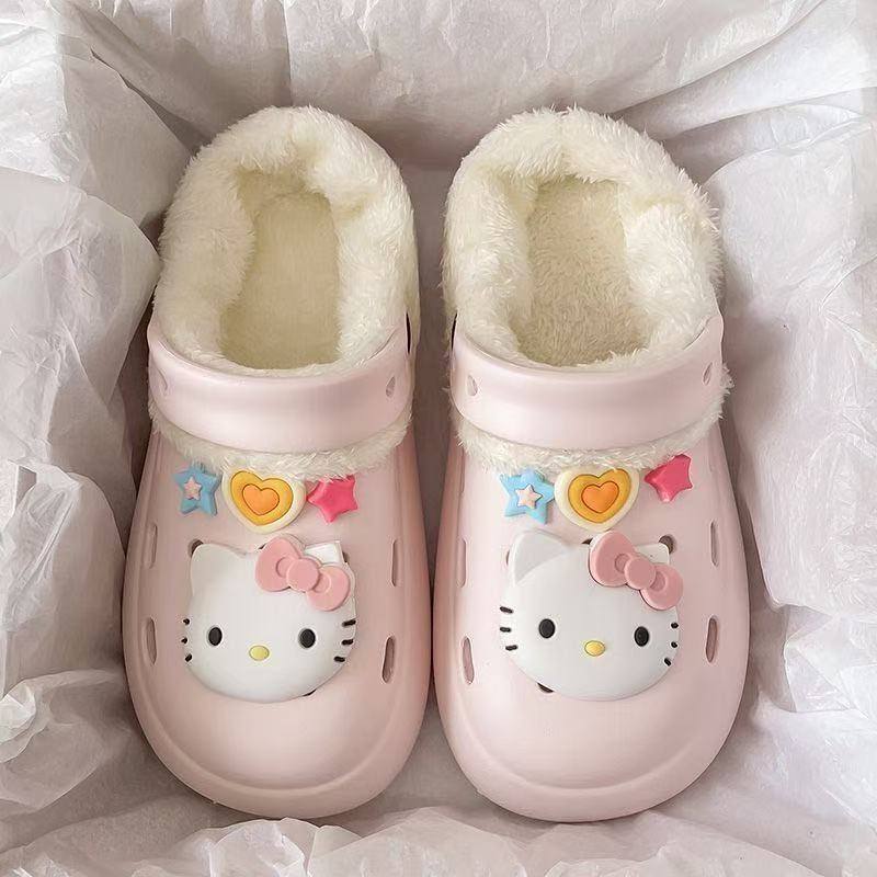 棉鞋女洞洞EVA洞洞鞋网红卡通可爱厚底女款保暖2025新款冬季棉拖