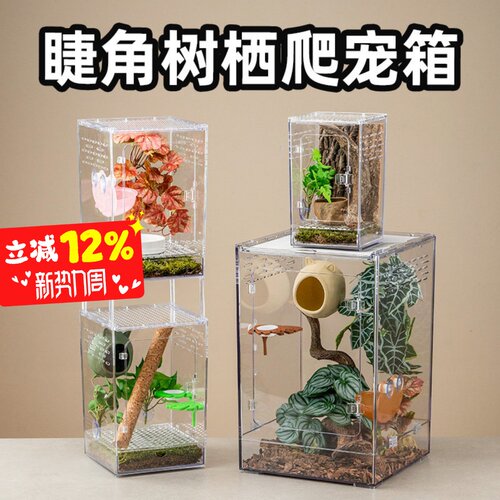 宠维奥爬宠树栖饲养盒造景套装