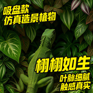 爬宠仿真热带雨林植物睫角陆龟守宫角蛙饲养盒爬宠缸树叶造景装 饰