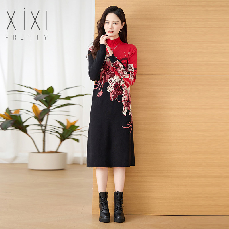 高档秋冬毛衣裙针织内搭连衣裙