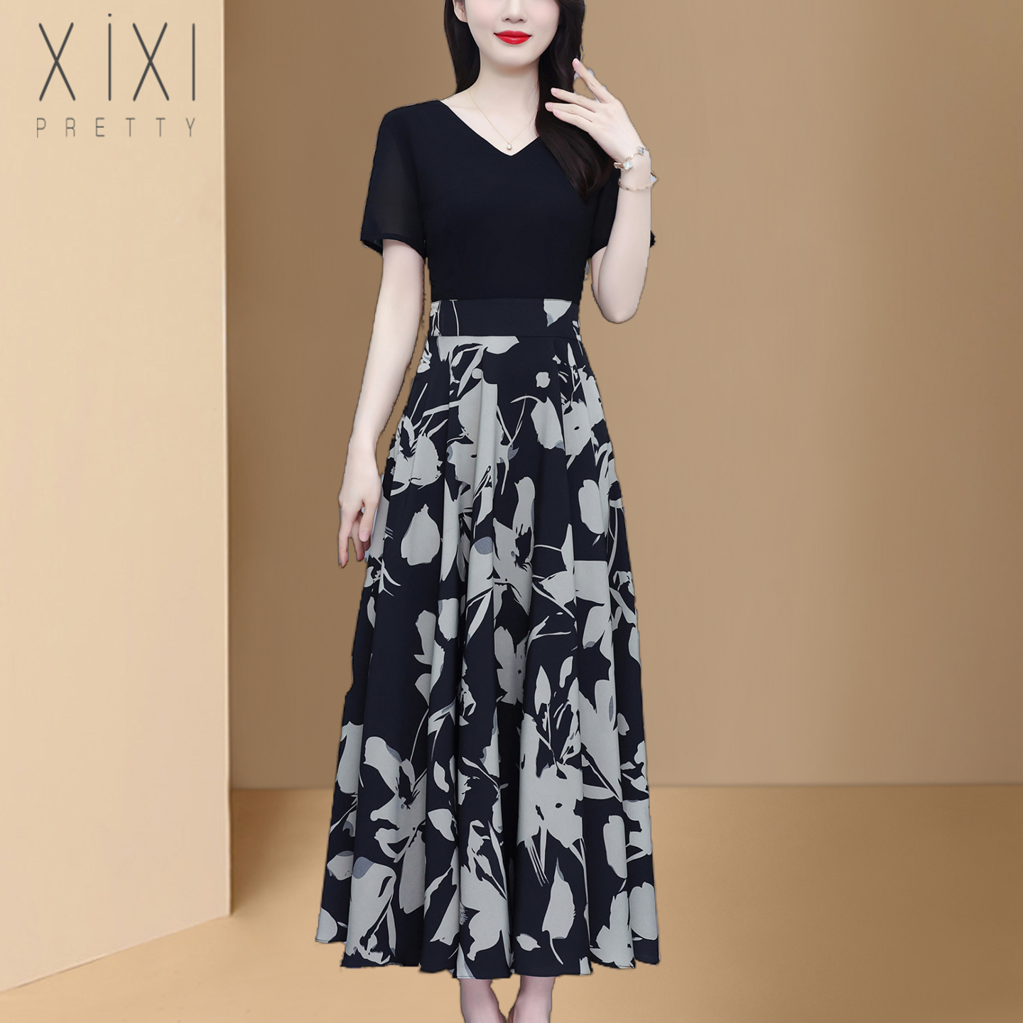 2025夏季新款高档大牌妈妈连衣裙