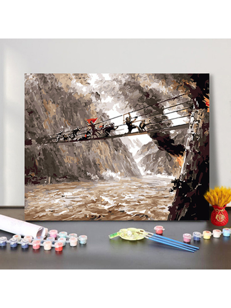 画画diy数字油画爱党祖国红色主题手工绘填充色油彩装饰画 泸定桥