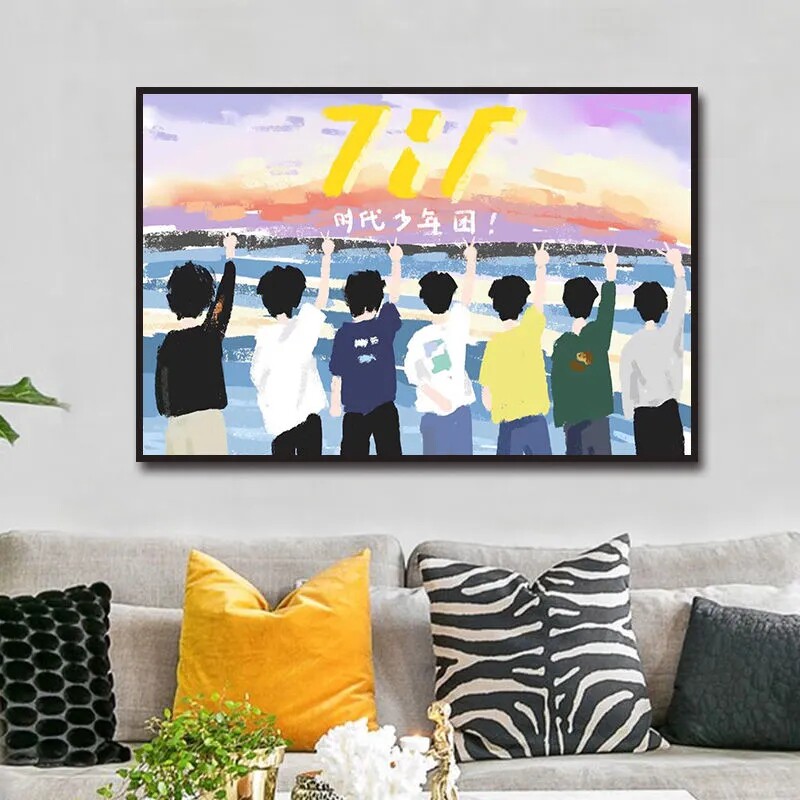 动画q版 时代少年团diy数字油画客厅卧室装饰画手绘油画艺术挂画