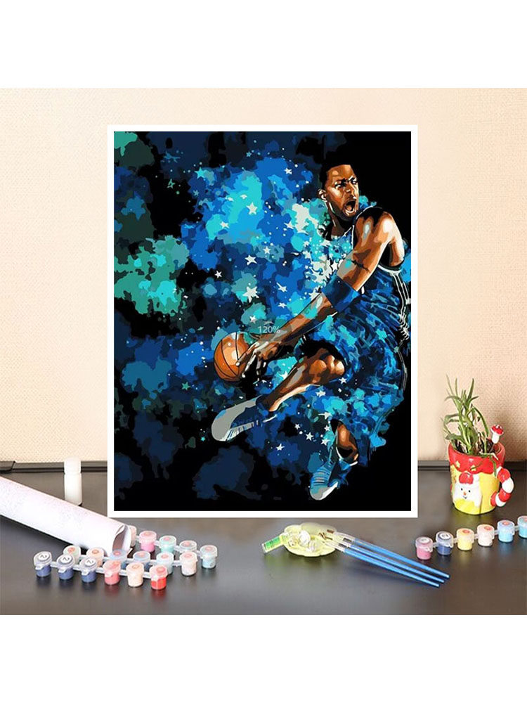 画画diy数字油画填充手绘nba麦迪篮球明星填色手工礼物油彩画