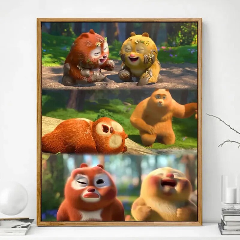 熊出没伴我熊芯数字油画diy填色熊大熊二儿童卡通亲子手绘涂鸦画