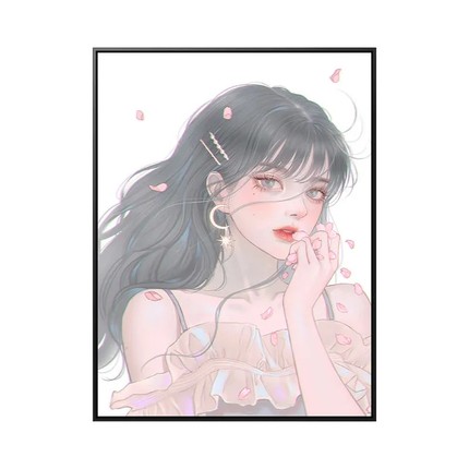 少女插画头像数字油画手绘涂色填充手工画中国风