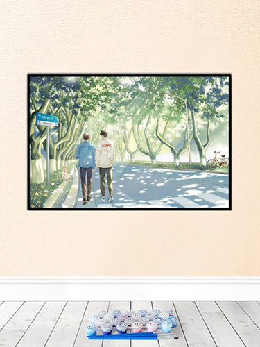 填充色diy数字油画圳湾丙稀油画