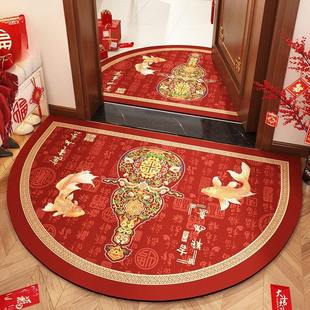 2026新款半圆地毯红色开运门垫防滑耐脏入户门地垫免洗可擦脚垫