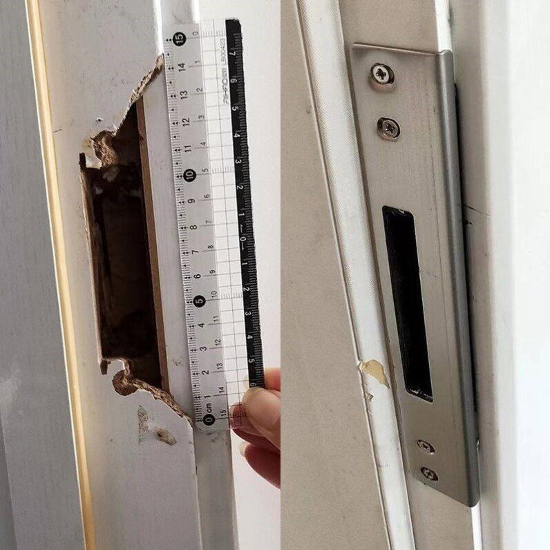 门锁挡片卧室木门锁槽损坏加长挡片包边专用修复锁扣板门锁指向片