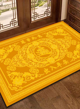 东户朝西入户门脚垫土黄色地垫PVC皮革地毯免洗可擦拭耐脏可裁剪