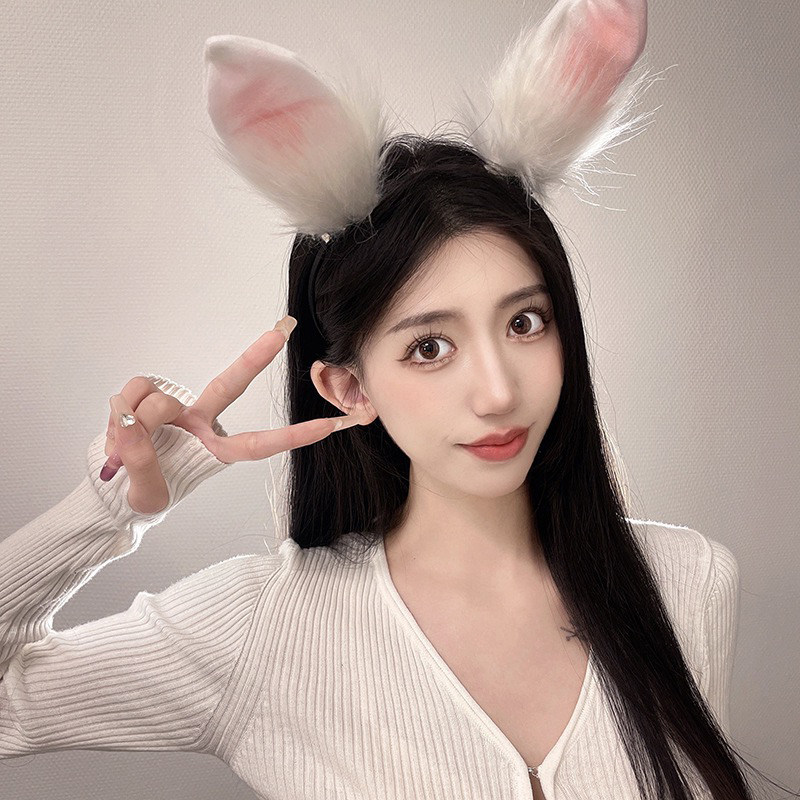 可爱兔耳朵毛绒发夹发箍女发卡网红主播配饰拍照道具情趣性感发饰