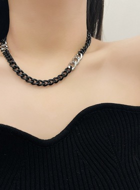 镶钻古巴链女项链ins欧美嘻哈