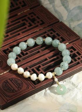 女玉石淡水珍珠手链中式国风复古