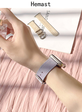 iwatch表带翻毛皮苹果手表表带粉色iwatchse莫兰迪适用applewatch