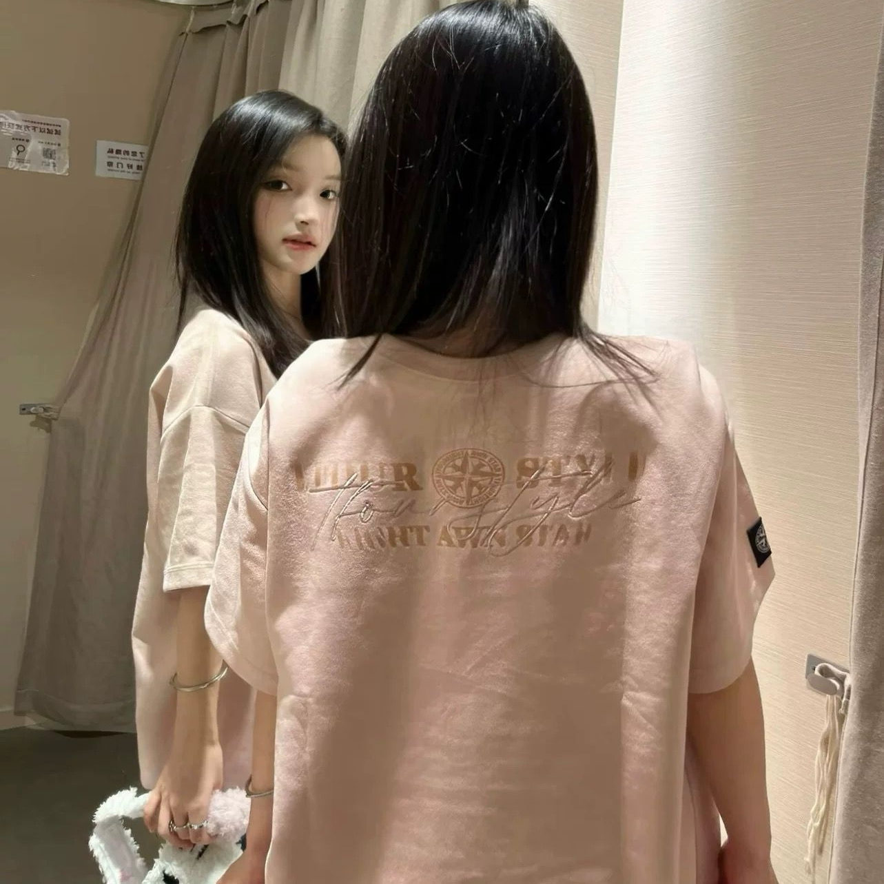 PPHOME美式复古字母刺绣宽松休闲短袖T恤女夏季新款百搭小众上衣