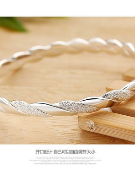 入梦爱交织s999足银手镯子开口手环轻奢高级感饰生日情人节礼品女