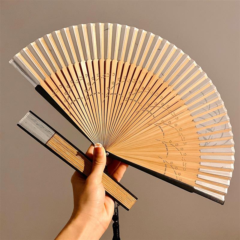 新中式古风折叠扇子夏天女生汉服旗袍拍照舞蹈扇随身可携式折扇竹
