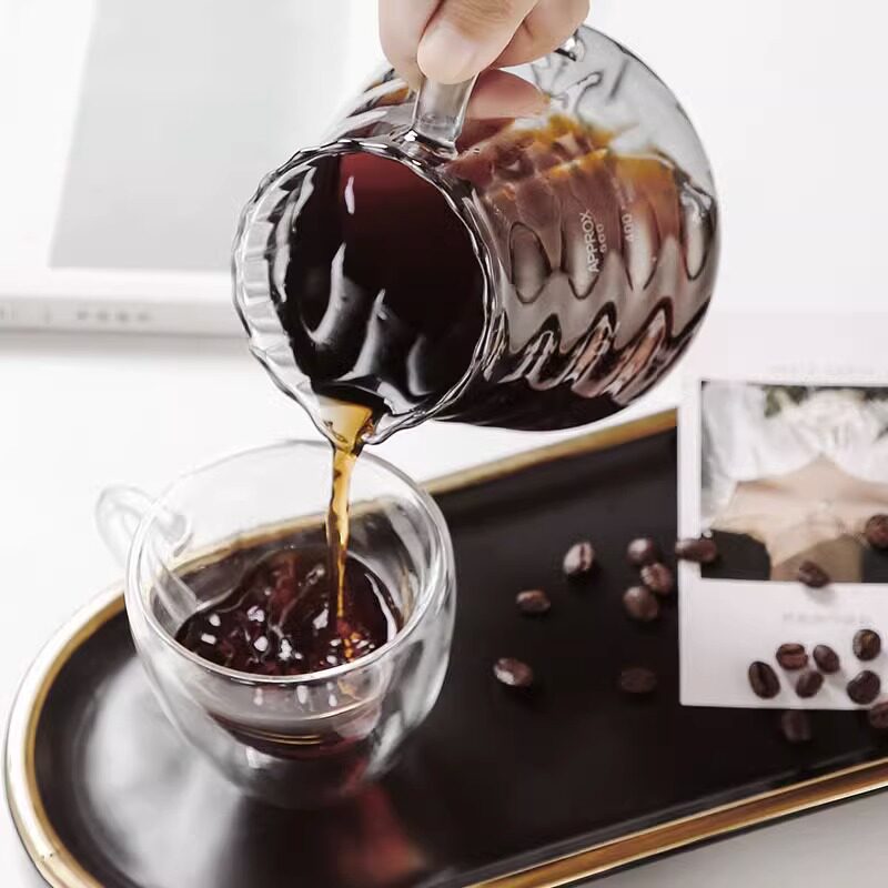 手冲咖啡壶套装玻璃竖条纹过滤杯分享壶家用漏壶冲泡杯神器咖啡器