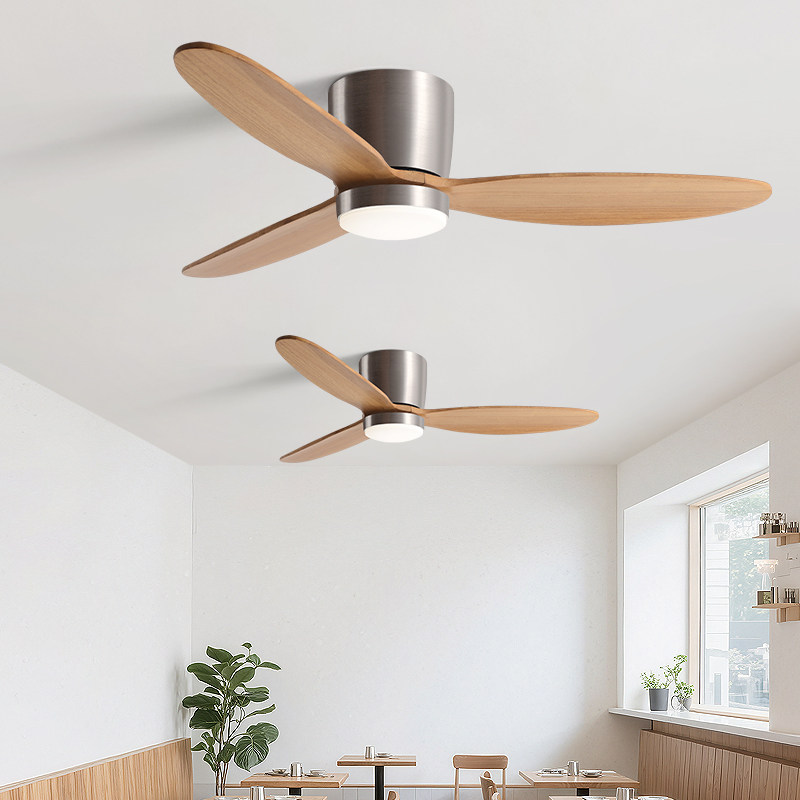 新款实木风扇灯吸顶客厅家用餐厅吊扇低楼层北欧简约卧室风扇吊灯