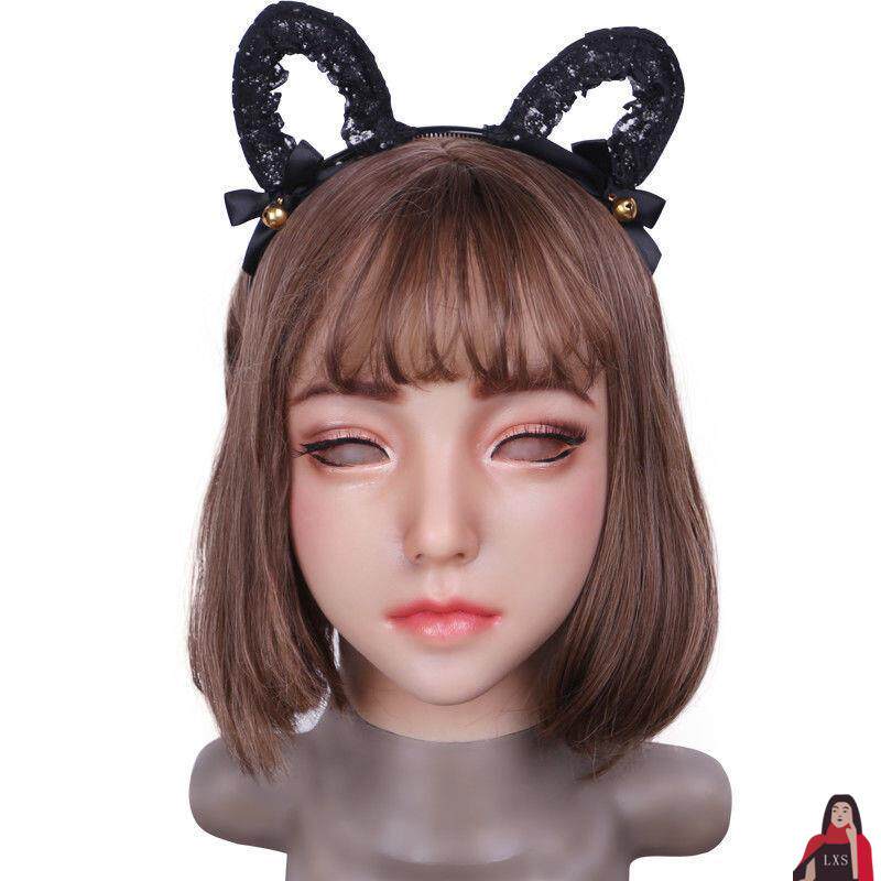 伪娘面具美女硅胶头套全