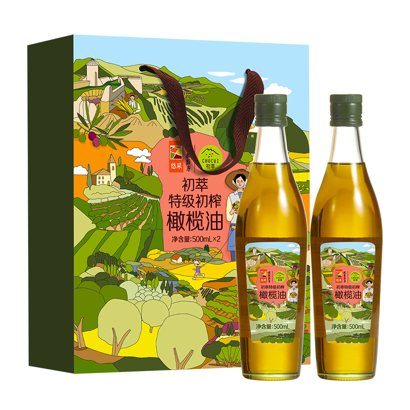 中粮初萃橄榄油礼盒500ml*2瓶特级初榨0反式脂肪酸西班牙原料,粮油调味/速食/干货/烘焙,橄榄油,淘宝优惠券,粉丝福利购,淘宝优惠卷