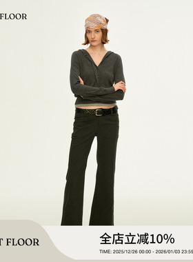 FIRSTFLOOR 经典百搭复古条纹低腰修身显瘦休闲9分喇叭西裤女