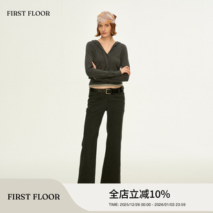 显瘦休闲9分喇叭西裤 百搭复古条纹低腰修身 女 经典 FIRSTFLOOR