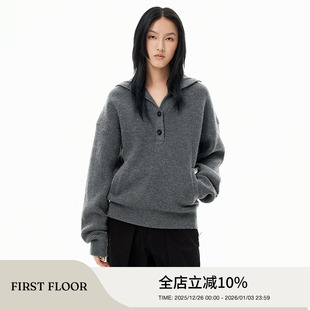 TERRAINCOGNITA 纽扣高领设计感羊毛混纺针织毛衣 FLOOR FIRST