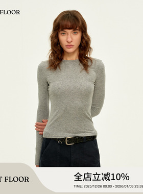 FIRSTFLOOR 云感天丝混纺收腰修身短款松弛感慵懒基础长袖T恤打底